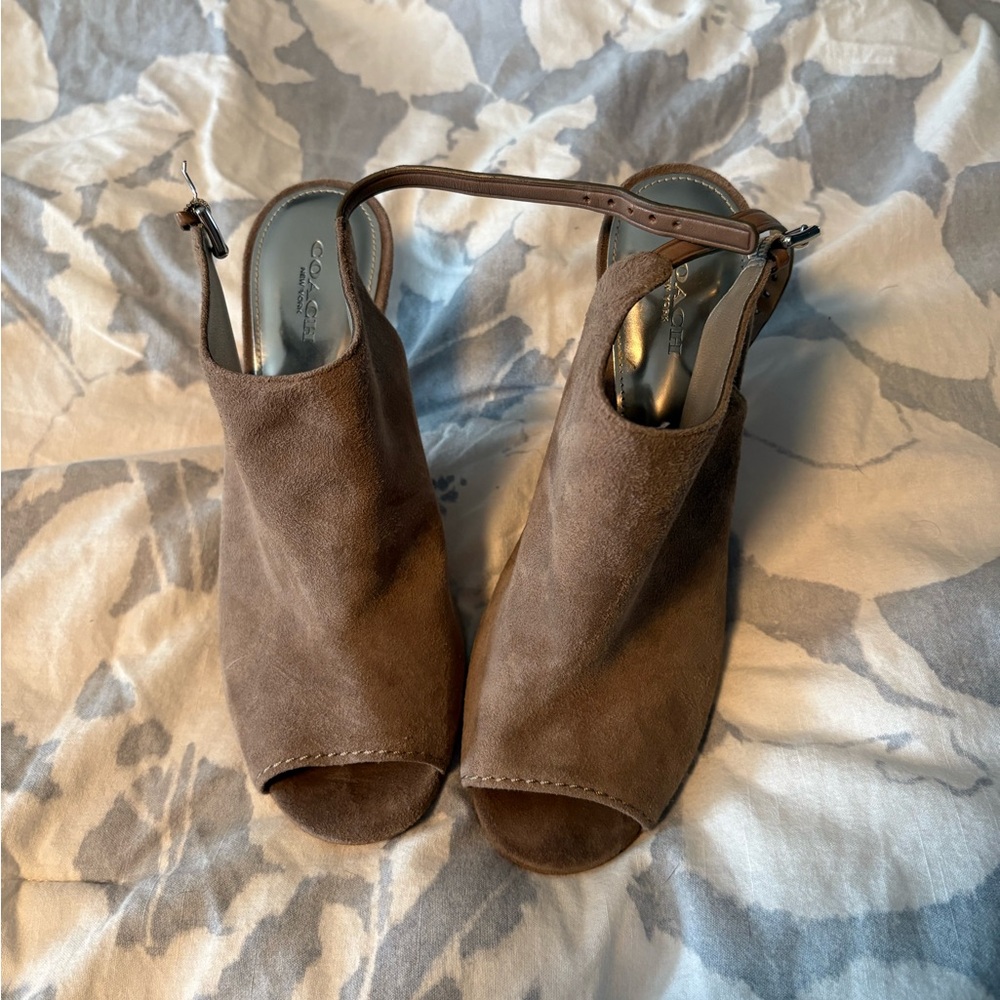 Coach Tan Suede Heels